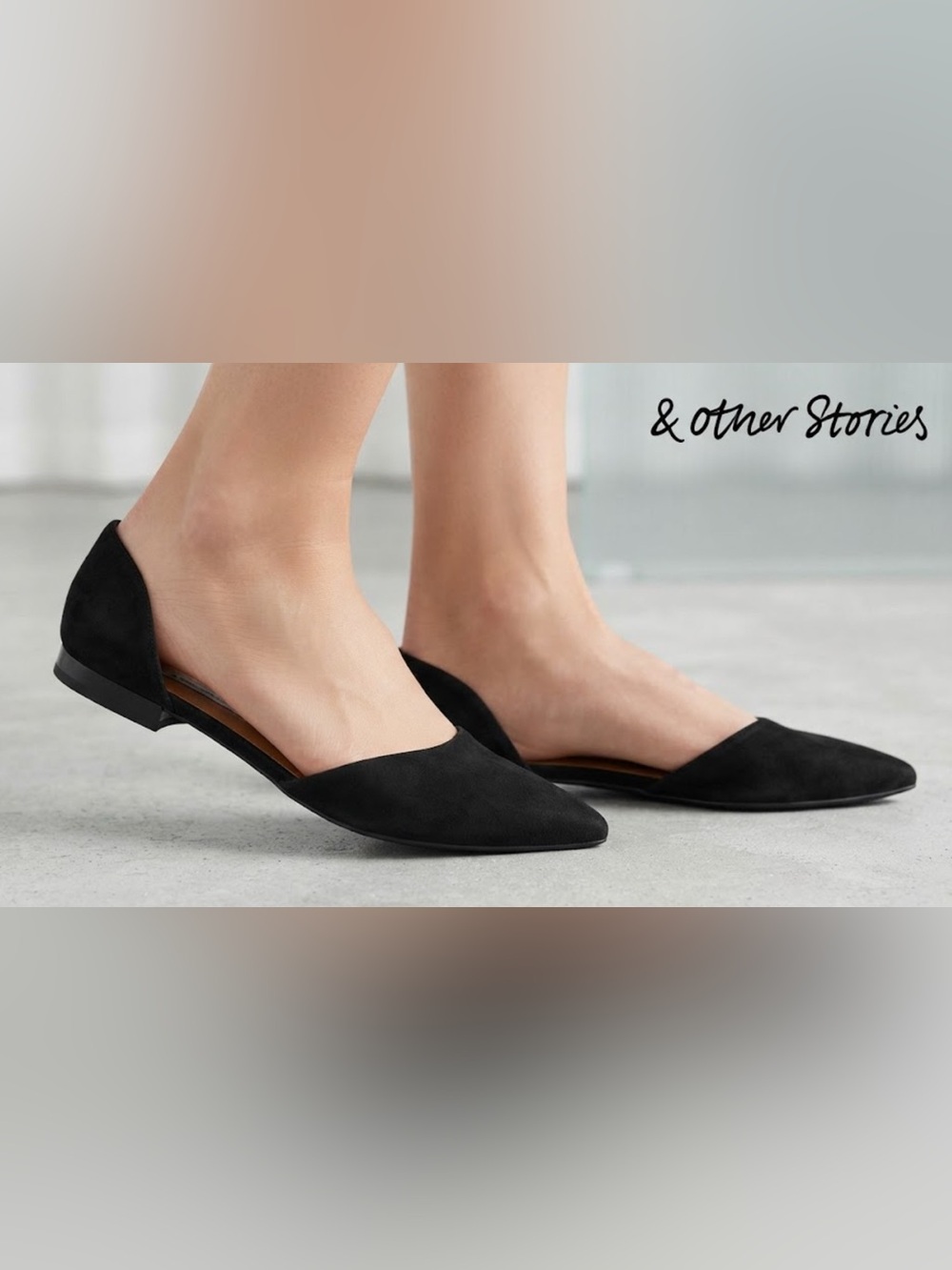 Authentic & Other Stories black suede leather designer flats Sz 11